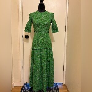 Rhode Zola green, floral dress. Size Small.